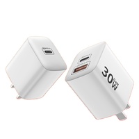 Cargador de Pared USB C con Protección Contra Incendios, Adaptador de Corriente GaN de 30W con Enchufe EU/US/UK para iPhone 15, 16 y 17