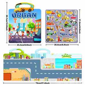 Libro de Pegatinas de Gel Reutilizables de Tráfico Urbano, Juguete de PVC para Desarrollar el Cerebro, Ideal para Viajar, Regalo Perfecto de Buena Calidad - Product Image 6