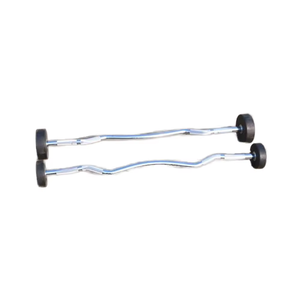 Set di bilancieri dritti e curvi in gomma PU PVC con supporto fisso per bilancieri, per palestra e fitness, per sollevamento pesi da 20 kg a 50 kg - Product Image 4
