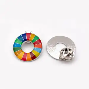유엔 지속 가능한 개발 목표 브로치 기하학적 핀 장식 기름 떨어지는 에나멜 배지