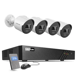 Vikylin Cube Turet Dalam Ruangan Luar Ruangan Ip67 Mic Sd Slot 5MP Deteksi Gerak 8ch PoE NVR Kamera Keamanan Penuh Warna IP CCTV Sistem