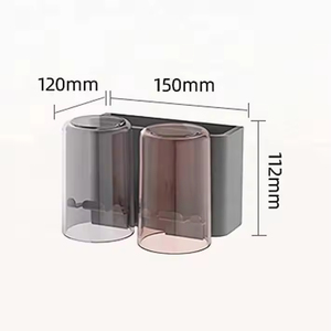 Ensemble de nettoyage moderne et étanche en plastique pour toilettes et salles de bain, avec porte-brosses à dents multi-compartiments et support de rangement, couleur personnalisable - Product Image 5