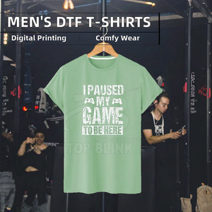 T-shirts DTF personnalisés pour hommes – Confortables, 220 grammes, polyester/coton respirant, impression numérique unie style Hip Hop pour chemises masculines - Product Image 3