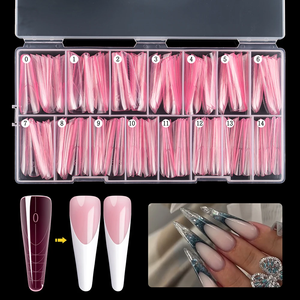 Prix bas 150 pièces couverture complète moule de construction rapide acrylique ongles formes Stiletto français double ongles <span class=keywords><strong>forme</strong></span> avec bords à l'intérieur - Product Image 4