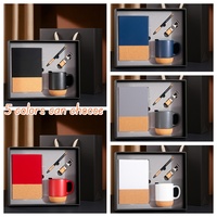 Juego de Tazas de Cerámica con Base de Corcho Sostenible, Taza de Café Ecológica con Tapa, Logotipo Personalizado, Regalos Corporativos, Recuerdos de Bienestar