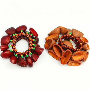 Bracelet en coquilles de noix Dora en gros, clochettes à main, accessoire d'instrument de percussion Djembé africain, bracelet tressé en corde de canard, chaîne de poignet - Product Image 1
