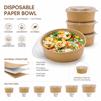 Bols en carton ondulé biodégradable jetables de qualité commerciale pour sushis, pizzas, plats à emporter, salades, nouilles, snacks et pains