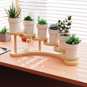 Solid Wood Desktop Storage <b>Shelf</b> 6 Tier Multi Layer Office Organizer Flower Stand Cosmetic Display <b>Rack</b> - Product Image 1