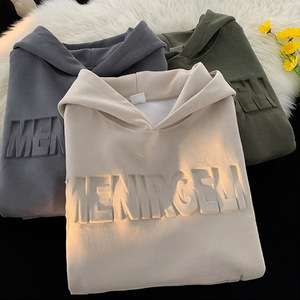 100% coton femmes pull Streetwear à <span class=keywords><strong>capuche</strong></span> décontracté surdimensionné hiver en relief sweats à <span class=keywords><strong>capuche</strong></span> gaufrage logo <span class=keywords><strong>sweat</strong></span> - Product Image 6