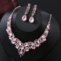 Set Perhiasan Kalung Anting Zirkon Klasik Wanita Mewah Berlapis Emas untuk Pernikahan dan Pesta