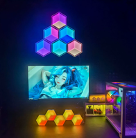 Panel lampu Quantum Visual 3D lampu dinding Gaming RGB ultra-tipis dengan sinkronisasi musik, kontrol aplikasi untuk pengaturan PC & lampu malam sekitar