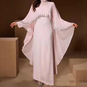 Robe longue de mariée Abaya élégante pour femme, en polyester, ornée de strass, cousue à la main, style mode transfrontalière musulmane du Moyen-Orient 2026 - Product Image 5