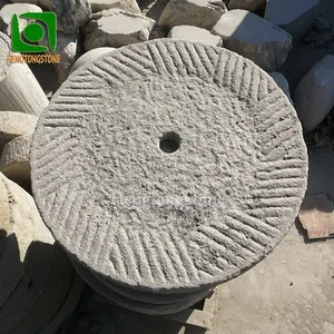 Escultura de piedra de molino de estilo chino, granito gris, producto disponible