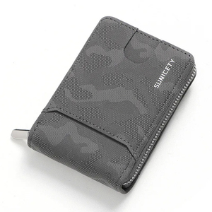RFID Zipper Multi-slot Card <b>Holder</b> Casual Men's Organ Short Wallets PU Camouflage Leather Business <b>ID</b> Credit Card Case Package - Product Image 5