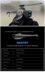 C128 6 trục duy nhất mái chèo trinh sát máy bay trực thăng mà không cần ailerons quang vị trí dòng chảy máy bay với máy ảnh 720P RC diễn viên đóng thế máy bay trực thăng - Product Image 2