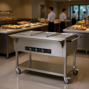 Calentador de Alimentos Vevor de 3 Compartimentos, 1500W, Mesa de Vapor Eléctrica de 20.6QT, Equipo de Buffet de Acero Inoxidable con 4 Ruedas - Product Image 2