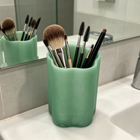 Porte-pinceaux de maquillage en résine en forme de fleur, bord ondulé, support de rangement pour outils cosmétiques, porte-rouge à lèvres et crayons à sourcils multifonctionnel