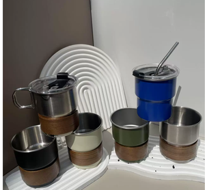 DFM300 330ml 400ml Customized Outdoor 300ml 8cm 8.5cm Stainless Steel Outdoor Coffee Cup <b>Mugs</b> with Folding Handle - Product Image 3