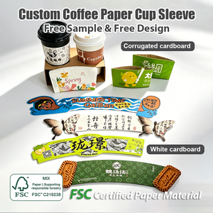 Manchon de gobelet en papier Kpop personnalisé jetable boisson chaude thé au lait <span class=keywords><strong>café</strong></span> carton ondulé manchon de gobelet en papier kraft avec logo - Product Image 2
