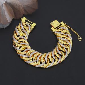 กำไลข้อมือผู้หญิง Jxx Wholesale ดีไซน์ทันสมัย ชุบทอง 24K คุณภาพสูง ดีไซน์สองสี วัสดุทองเหลือง - Product Image 4