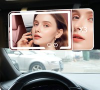 Car Sun Visor Makeup Mirror Portable 3x Magnifying LED Light Easy Installation Makeup Sun-shading Cosmetic Mirror