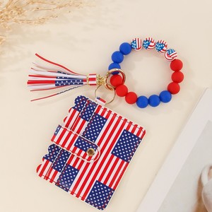 Nuevo Monedero de Muñeca para <span class=keywords><strong>Mujer</strong></span> en Oferta, con Estampado de la Bandera del Día de la Independencia, Tarjetero de PVC con Borla - Product Image 2