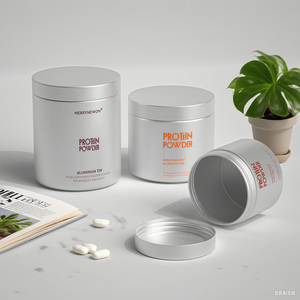 Recipiente de aluminio para almacenamiento de polvo - Lata metálica apta para alimentos para suplementos alimenticios en polvo - Product Image 1