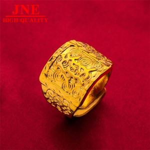 Nouvelle bague <span class=keywords><strong>pour</strong></span> <span class=keywords><strong>homme</strong></span> plaquée or, style rétro, en or alluvial de Thaïlande, modèle Domineewhite Fufa avec caractère chinois Cai, bague ouverte, directement de la source - Product Image 4