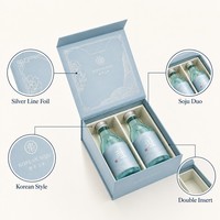 Boîte cadeau personnalisée en matériaux recyclés avec fermeture magnétique, boîte rigide en papier pour deux bouteilles de soju, kit cadeau pour alcool, vente en gros