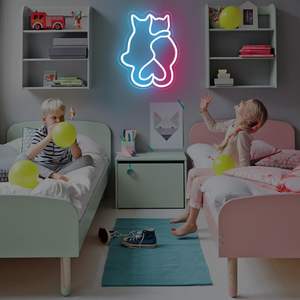 Letreros de Neón con Diseño de Dos Gatos, Luz LED de Neón para Decoración de Pared, Letrero Luminoso con Diseño de Gato Kawaii - Product Image 6