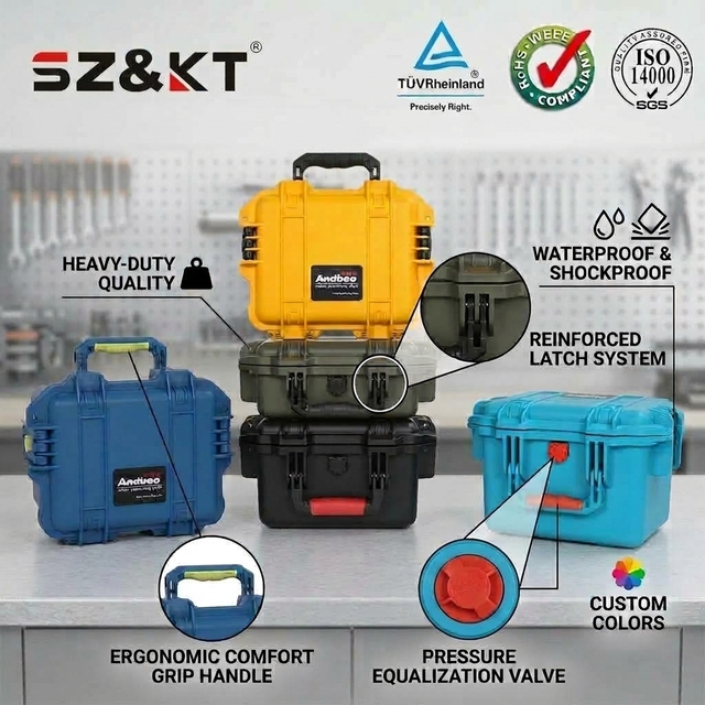 Bulk Discount Hard PP Small Portable Case IP67 Waterproof Shockproof Microphone Lens Battery Storage with Foam Shoulder Strap