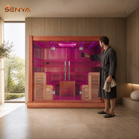 Ruang Sauna Inframerah Jauh Cedar Merah untuk 2 Orang, EMF Rendah, Ukuran dan Logo Dapat Disesuaikan, Kabin Sauna Wellness Dalam Ruangan untuk Rumah, Pasokan Pabrik