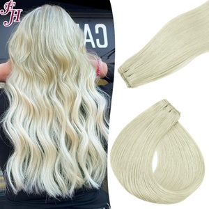 FH Wholesale Sliver Remy Russian XO  Hole Hair Weft Pu Human Hair Seamless Invisible Weft Hair Extension with Hole - Product Image 5