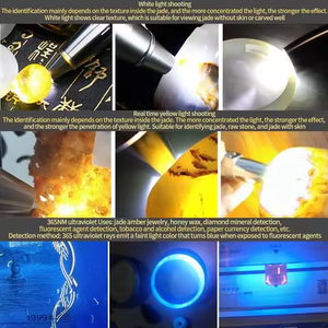 3 Trong 1 Có Thể Sạc Lại 3 Đèn LED UV Đèn Pin Nguồn Đá Quý Với Điện Kỹ Thuật Số Hiển Thị UV <span class=keywords><strong>Torch</strong></span> Cho Thử Nghiệm Ngọc Trang Sức Đá Quý - Product Image 6