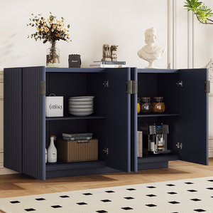 Solid Wood Modern Cabinet <b>Storage</b> <b>Sideboard</b> with 4 Fluted Doors Ample <b>Storage</b> Space Adjustable Shelves for Dining Room - Product Image 1