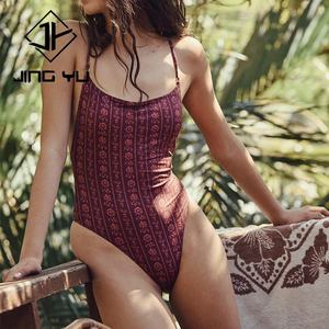 Traje de Baño de Diseño de Fábrica, Traje de Baño de Lujo con Estampado Hawaiano, Traje de Baño de Una Pieza con Tirantes y Aberturas, Ropa de Playa - Product Image 4