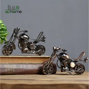 크리 에이 티브 레트로 핸드 납땜 단철 오토바이 모델, 홈 장식 장식품 오토바이 애호가 또는 생일 선물