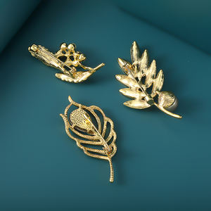 패션 식물 잎 브로치 크리스탈 금속 합금 보석 골드 도금 액세서리 도매 할인 - Product Image 6