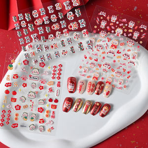 5D Año Nuevo chino bebé leche dragón Nail Art pegatina en relieve dibujos animados buena suerte despierto <span class=keywords><strong>León</strong></span> adhesivo calcomanía 5D manicura Sliders - Product Image 1