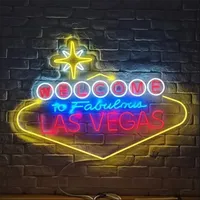 GOLDMORE1 dekoratif eye-catching neon dinding koboi kasino tanda led Las Vegas skyline tanda Neon