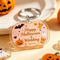 Vente en gros usine : Porte-clés en acrylique Halloween, motif dessin animé, pendentif de sac mignon en forme de citrouille anime, accessoire cadeau de petite taille pour les fêtes, vendu individuellement