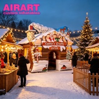 Ballon gonflable durable de 5-5-4 m en forme de grotte du Père Noël pour la décoration extérieure des fêtes de Noël