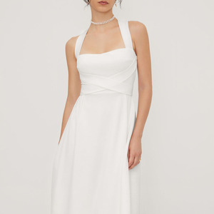 Robe élégante de style français pour femmes, minimaliste, romantique, taille cintrée, ligne A, longueur midi - Product Image 5