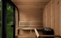 Ruang Sauna Kubus Modern Kustom untuk 4-6 Orang, Kayu Hemlock Kanada untuk Luar Ruangan dengan Tungku Kayu untuk Penggunaan di Vila