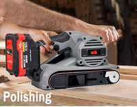 Meuleuse à bande horizontale sans fil 20 V - Meuleuse électrique industrielle portable à vitesse variable haute efficacité pour le ponçage de surface