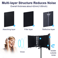 Filtre insonorisant ABS haute densité, écran d'isolation pour microphone portable réglable à 3/5 panneaux, support métallique, studio d'enregistrement