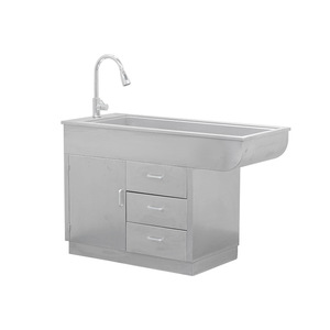 Table de travail en acier inoxydable avec évier et armoire pour les soins médicaux hospitaliers - Product Image 2
