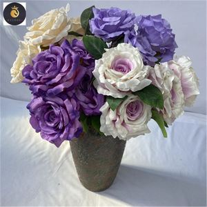 จีนผลิตดอกกุหลาบ 5 หัว ประเทศไทย ควีนไซส์ ผ้ากราวด์ ดอกไม้ประดิษฐ์ กุหลาบ - Product Image 3