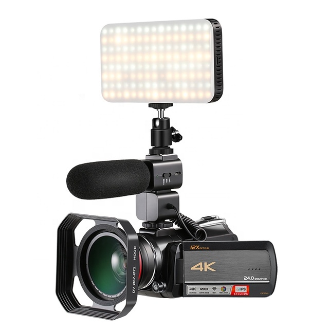 4K Professional 12X Optical Zoom Digital Camcorder WiFi Camera 3.1 Inch IPS Touch Screen Video Camera ORDRO AC5