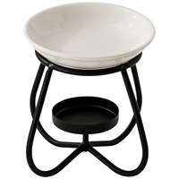 Brûleur d'aromathérapie créatif en céramique noir et blanc à quatre pétales, lampe à huile essentielle, bougie domestique, stock de cire